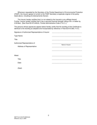 DEP Form 62-673.900(4)(D) Phosphogypsum Stack System Insurance Certificate to Demonstrate Closure, Water Management and/or Long-Term Care Financial Assurance - Florida, Page 2