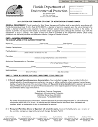 DEP Form 62-701.900(8) Application for Transfer of Permit or Notification of Name Change - Florida
