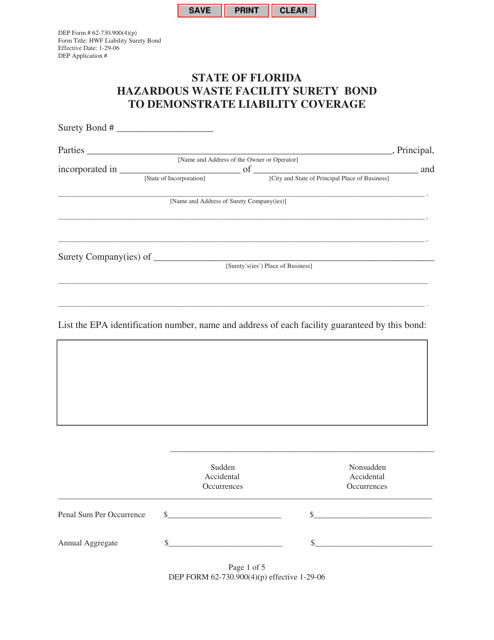 DEP Form 62-730.900(4)(P)  Printable Pdf