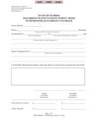 DEP Form 62-730.900(4)(P) &quot;Hazardous Waste Facility Surety Bond to Demonstrate Liability Coverage&quot; - Florida