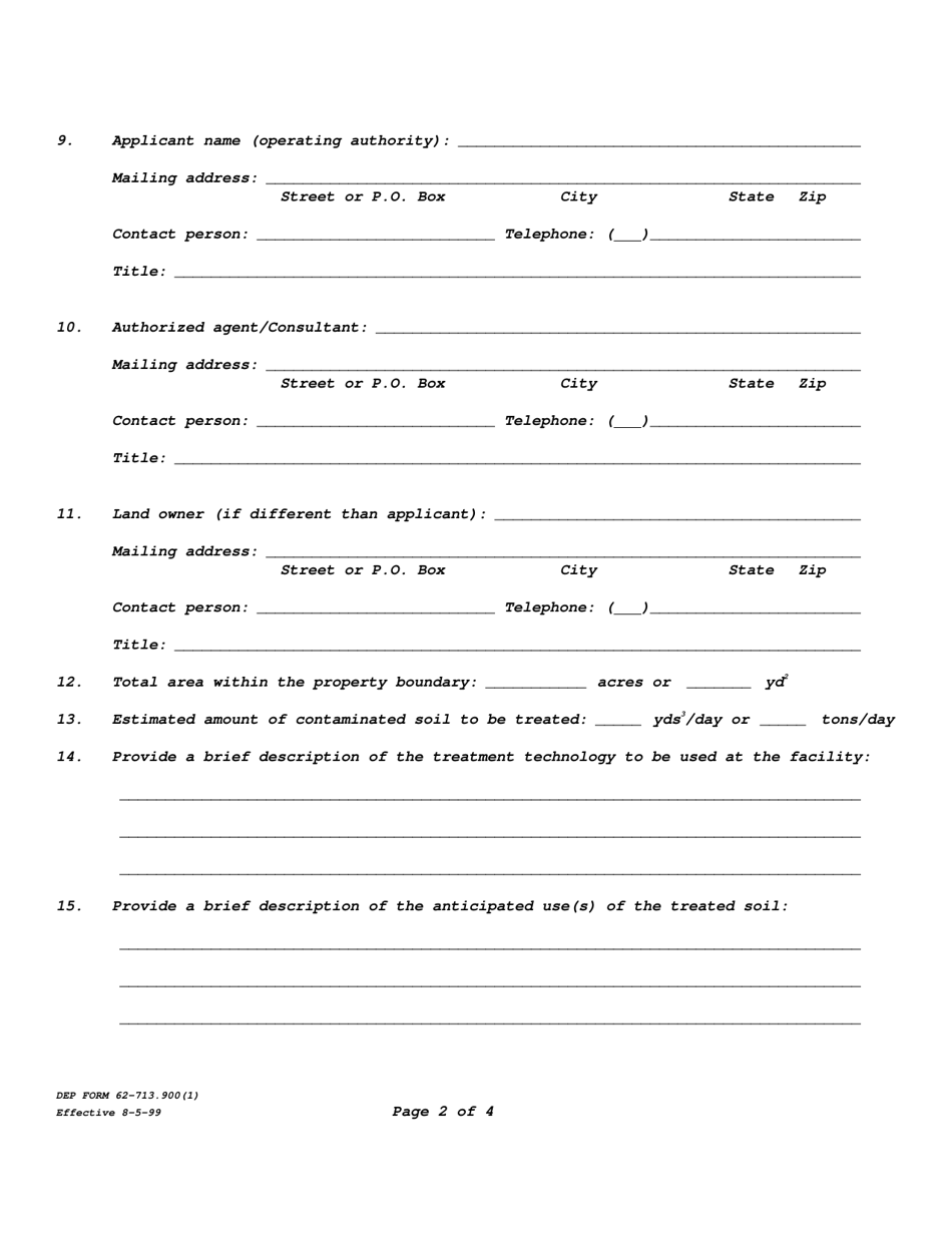 DEP Form 62-713.900(1) Application for Permit to Construct or Operate a Stationary Soil Treatment Facility - Florida, Page 3
