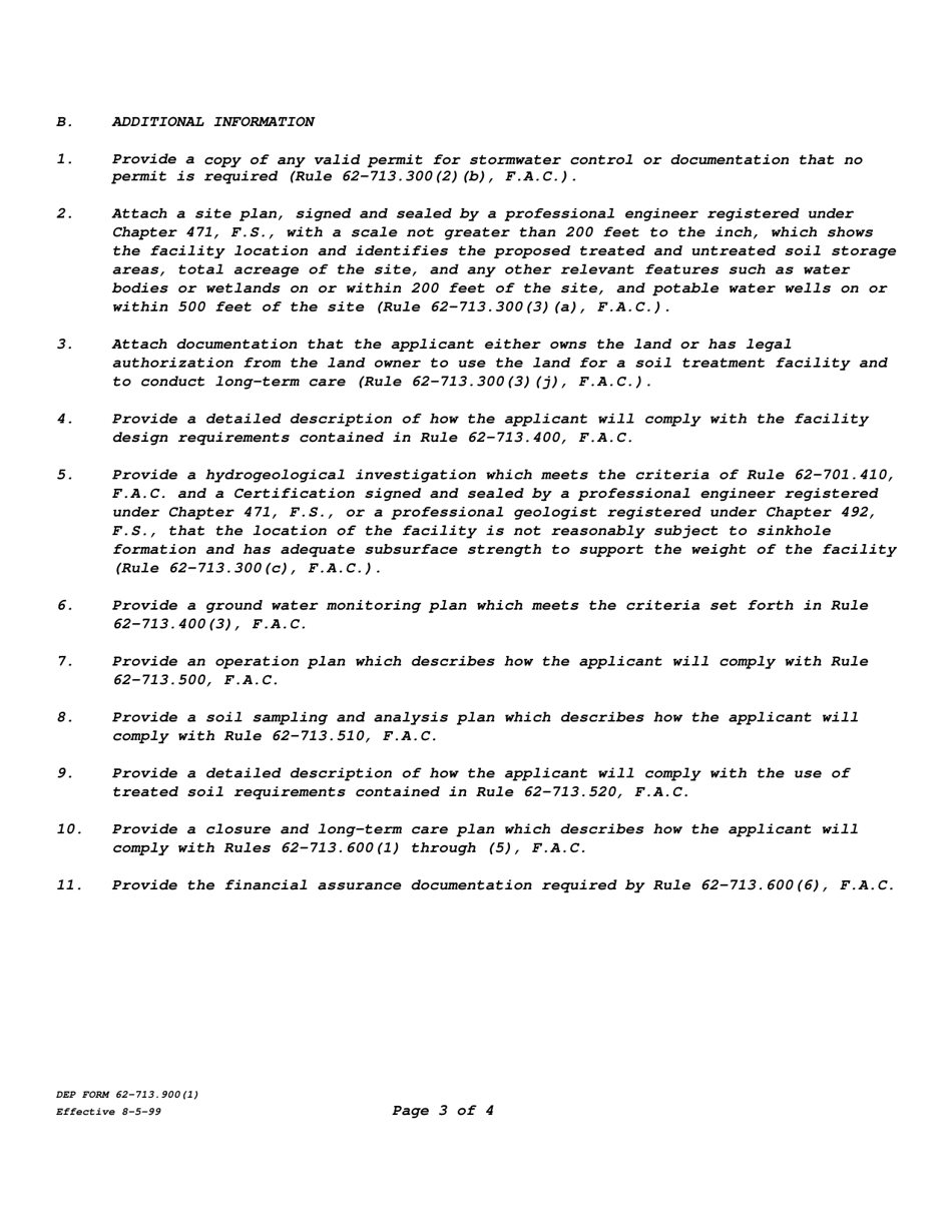 DEP Form 62-713.900(1) Application for Permit to Construct or Operate a Stationary Soil Treatment Facility - Florida, Page 4