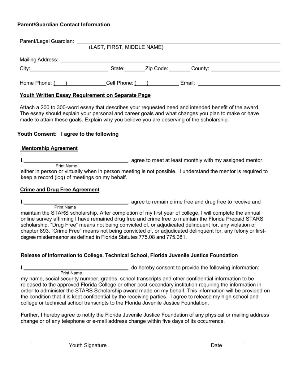 Stars Scholarship Application - Florida Juvenile Justice Foundation - Florida, Page 3