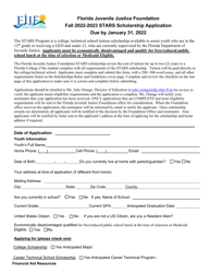 Document preview: Stars Scholarship Application - Florida Juvenile Justice Foundation - Florida