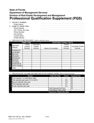 DMS Form AE12A &quot;Professional Qualification Supplement (Pqs)&quot; - Florida