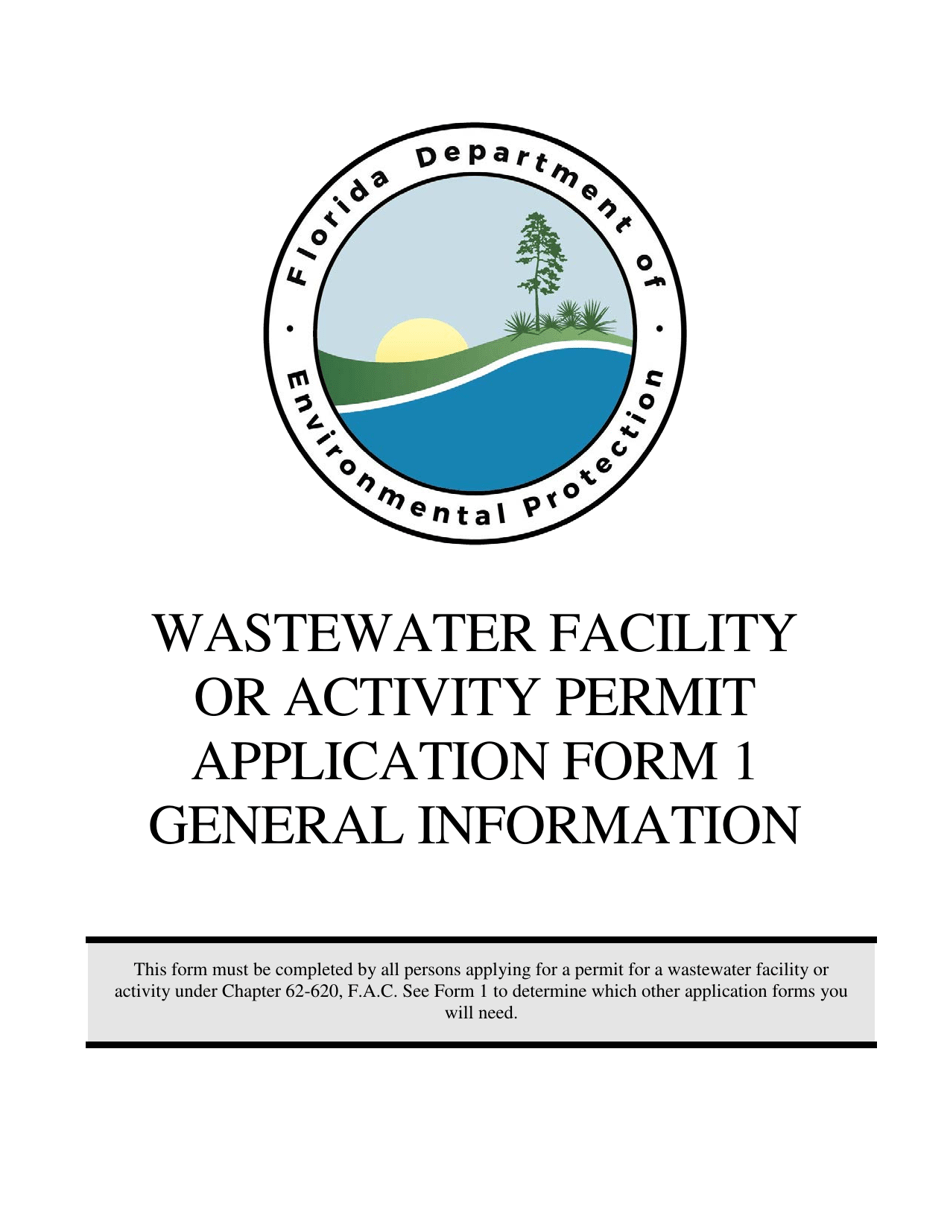 Form 1 (DEP Form 62-620.910(1)) Wastewater Facility or Activity Permit Application - Florida, Page 1