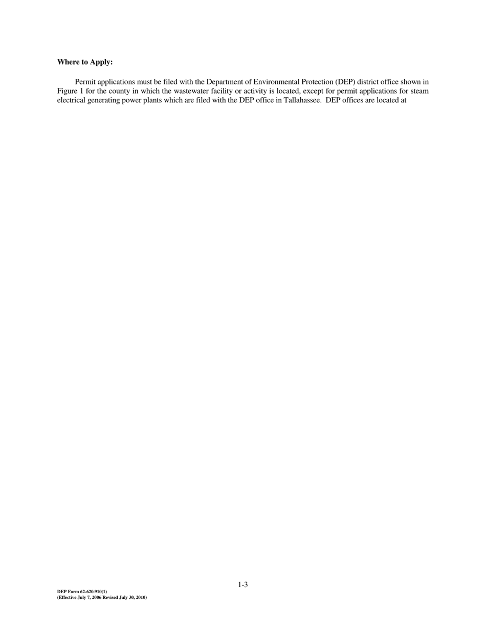 Form 1 (DEP Form 62-620.910(1)) Wastewater Facility or Activity Permit Application - Florida, Page 3