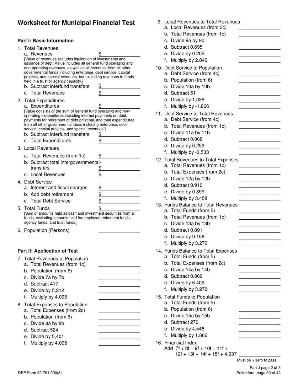 DEP Form 62-761.900(3) Part J Storage Tank Local Government Financial Test (Letter From Chief Financial Officer) - Florida, Page 2