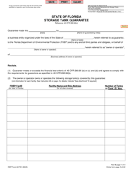 DEP Form 62-761.900(3) Part B &quot;Storage Tank Guarantee&quot; - Florida