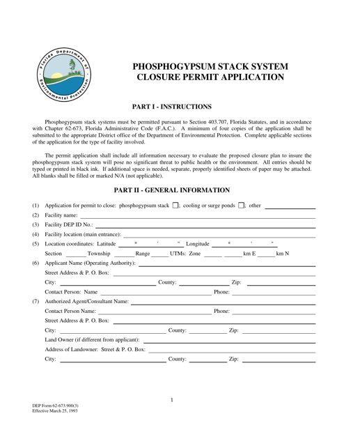 DEP Form 62-673.900(3)  Printable Pdf