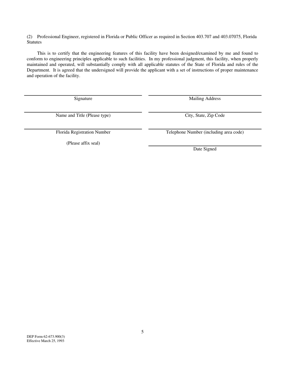 DEP Form 62-673.900(3) Hosphogypsum Stack System Closure Permit Application - Florida, Page 5