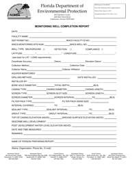 DEP Form 62-701.900(30) Monitoring Well Completion Report - Florida