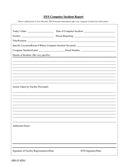 Form 005-21-EDU  Printable Pdf