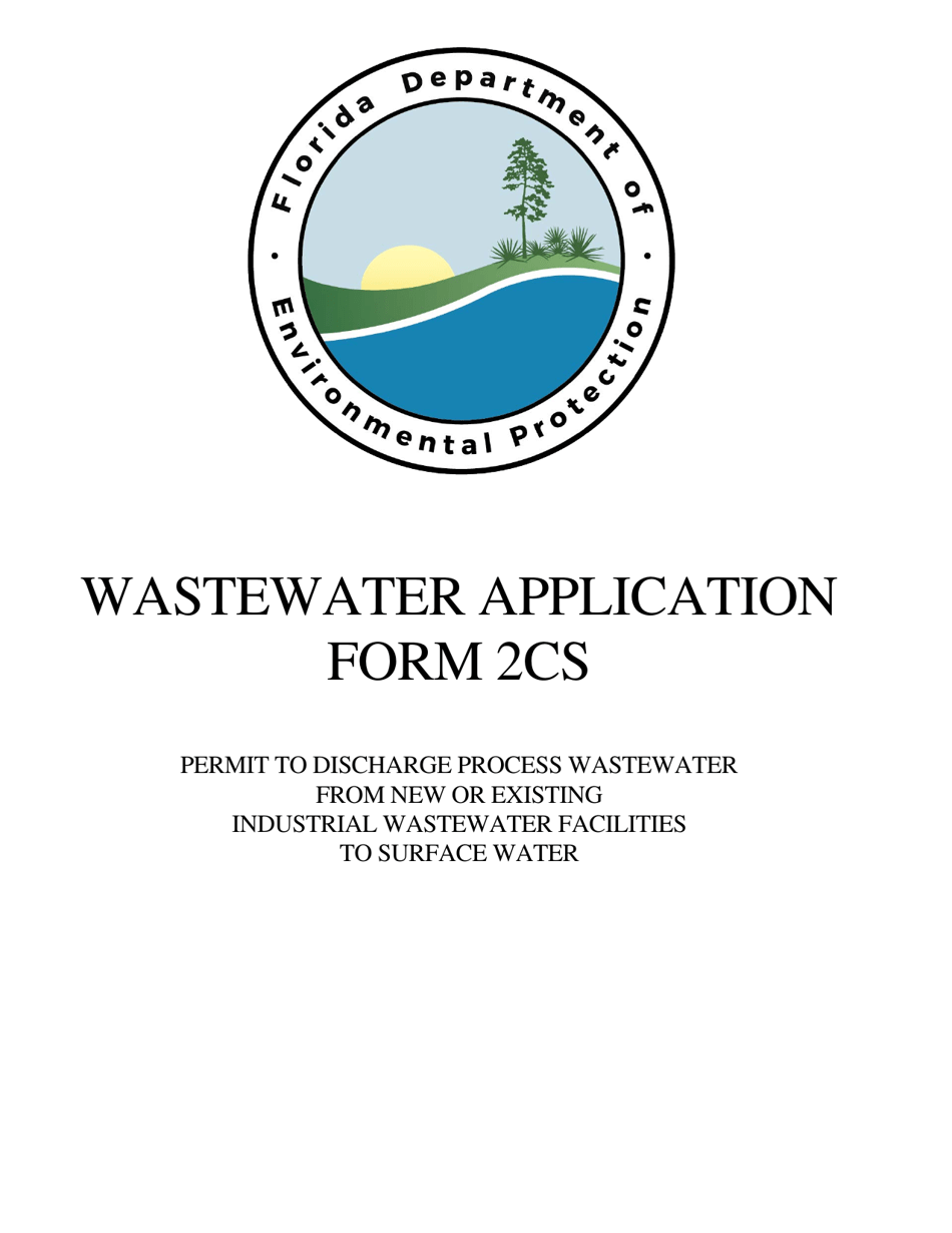 DEP Form 62-620.910(5) (2CS) Wastewater Application for Permit to Discharge Process Wastewater From New or Existing Industrial Wastewater Facilities to Surface Waters - Florida, Page 1