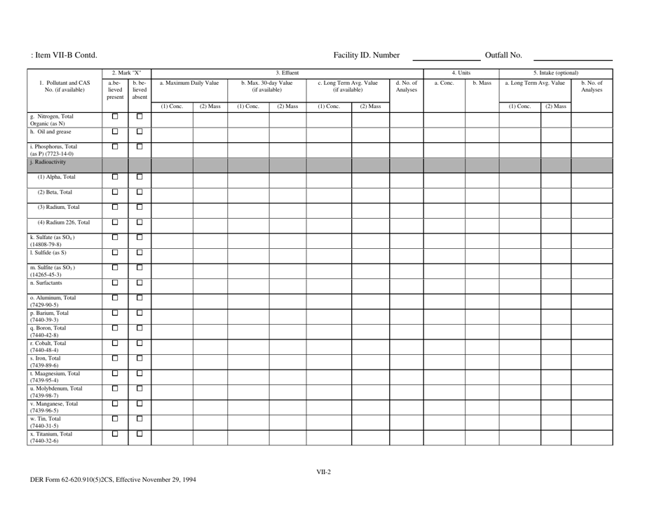 DEP Form 62-620.910(5) (2CS) Wastewater Application for Permit to Discharge Process Wastewater From New or Existing Industrial Wastewater Facilities to Surface Waters - Florida, Page 25