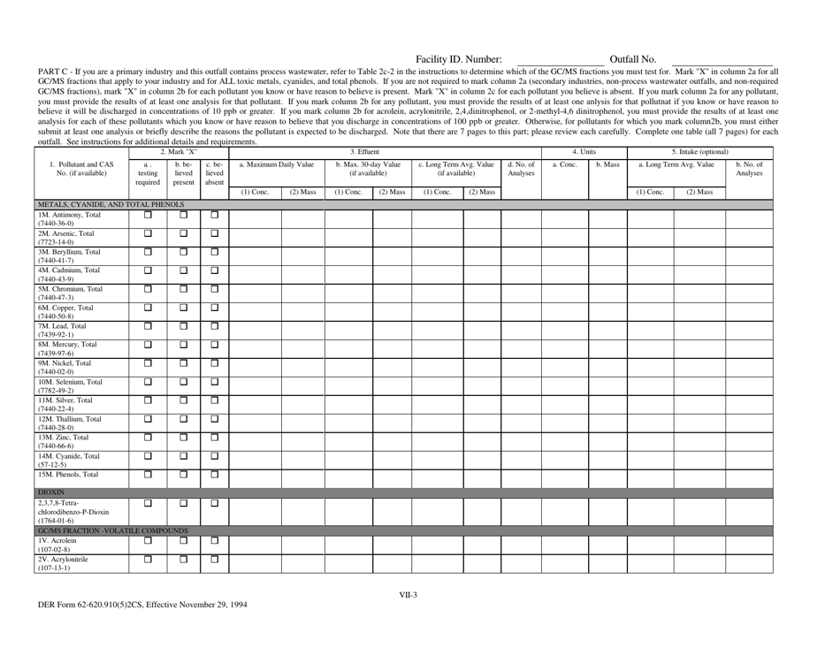 DEP Form 62-620.910(5) (2CS) Wastewater Application for Permit to Discharge Process Wastewater From New or Existing Industrial Wastewater Facilities to Surface Waters - Florida, Page 26