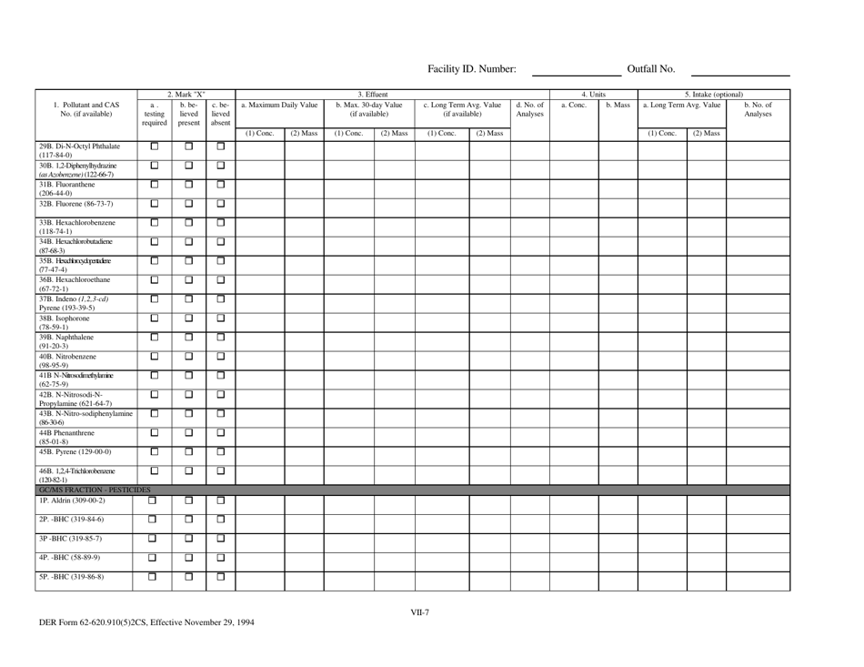 DEP Form 62-620.910(5) (2CS) Wastewater Application for Permit to Discharge Process Wastewater From New or Existing Industrial Wastewater Facilities to Surface Waters - Florida, Page 30