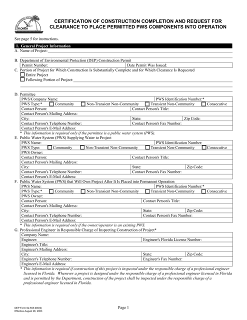 DEP Form 62-555.900(9)  Printable Pdf
