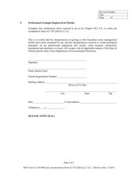 DEP Form 62-730.900(2)(D) Application for a Hazardous Waste Facility Permit Certification - Florida, Page 4