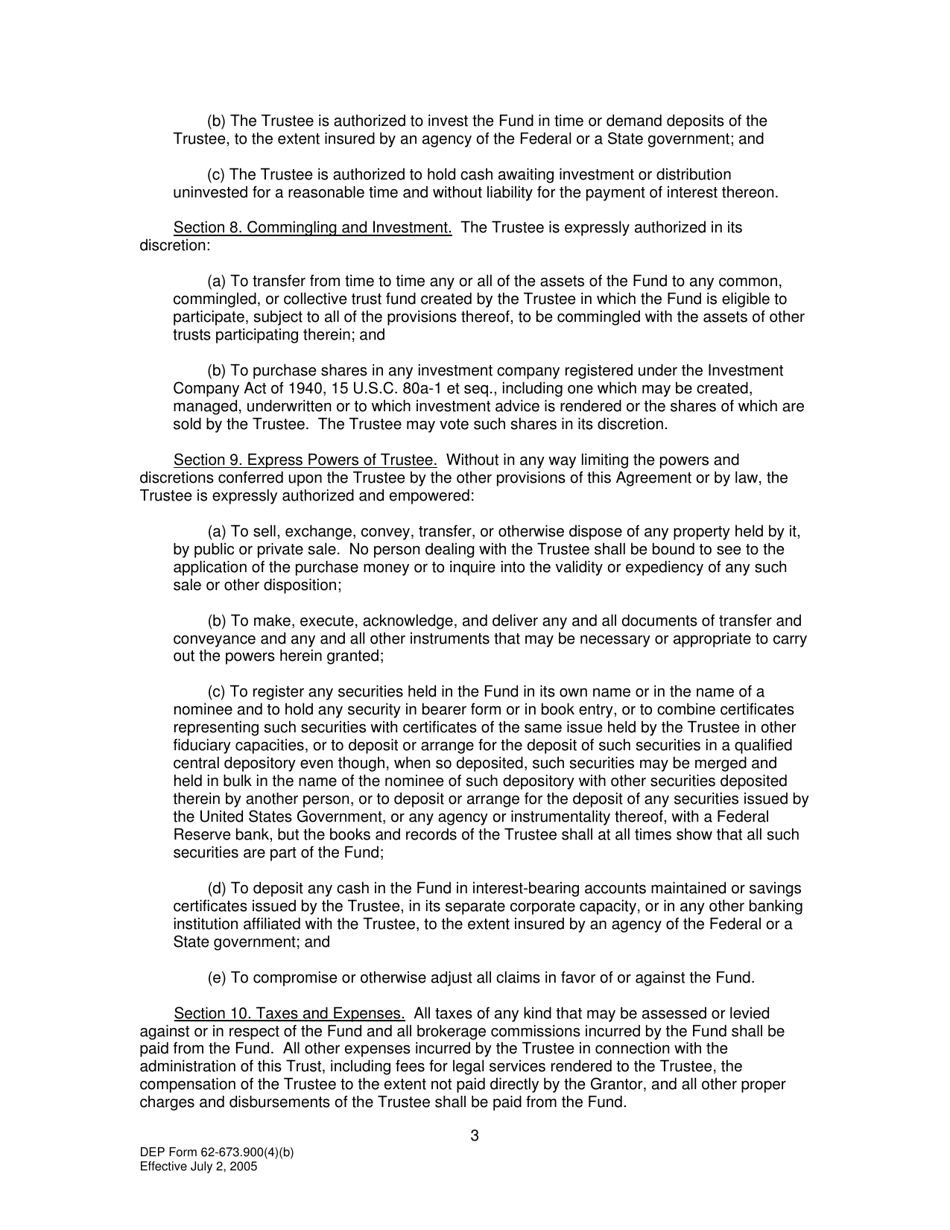 DEP Form 62-673.900(4)(B) Phosphogypsum Stack System Standby Trust Fund Agreement to Demonstrate Closure, Water Management and / or Long-Term Care Financial Assurance - Florida, Page 3