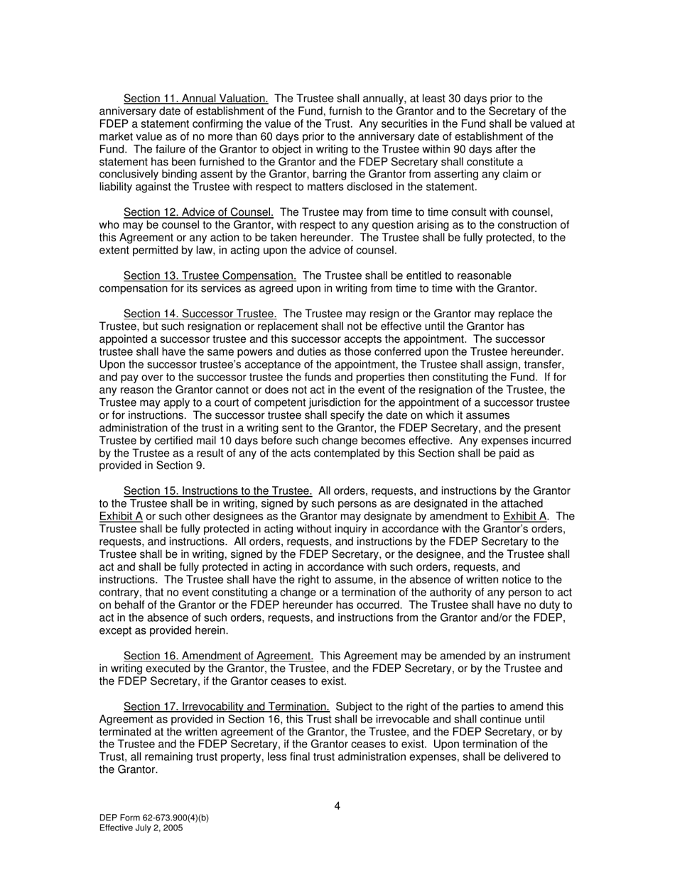 DEP Form 62-673.900(4)(B) Phosphogypsum Stack System Standby Trust Fund Agreement to Demonstrate Closure, Water Management and / or Long-Term Care Financial Assurance - Florida, Page 4