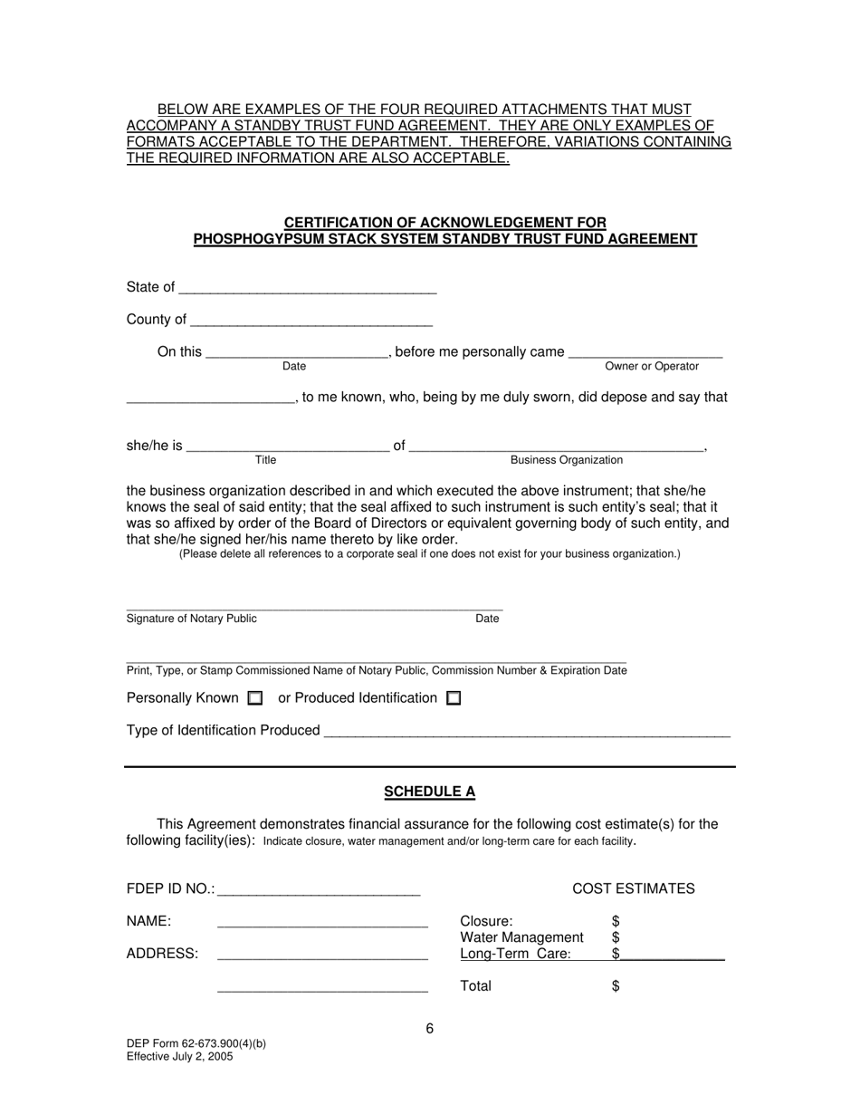 DEP Form 62-673.900(4)(B) Phosphogypsum Stack System Standby Trust Fund Agreement to Demonstrate Closure, Water Management and / or Long-Term Care Financial Assurance - Florida, Page 6