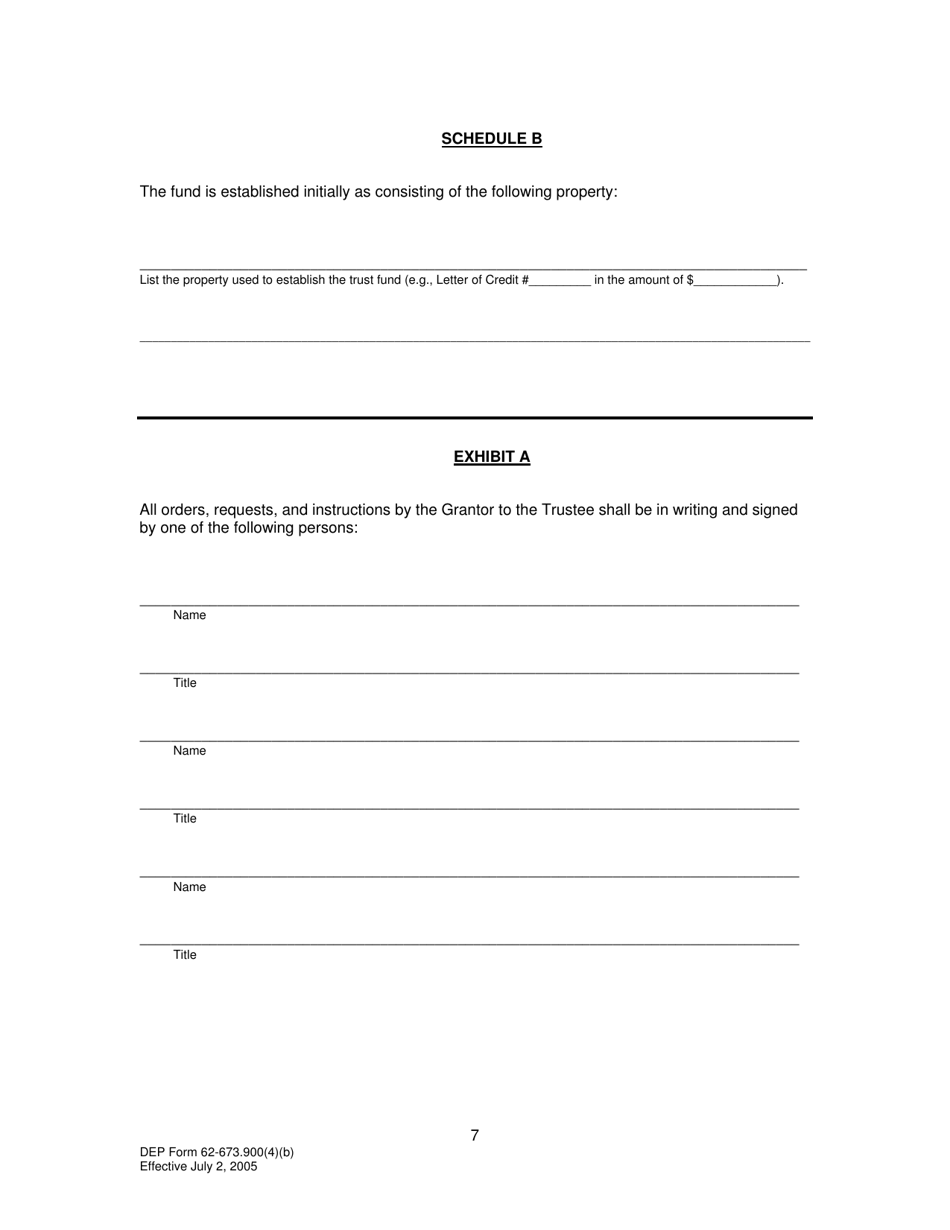 DEP Form 62-673.900(4)(B) Phosphogypsum Stack System Standby Trust Fund Agreement to Demonstrate Closure, Water Management and / or Long-Term Care Financial Assurance - Florida, Page 7