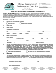 Document preview: DEP Form 62-701.900(35) Notification of Container-To-Container Waste Transfer Facility - Florida