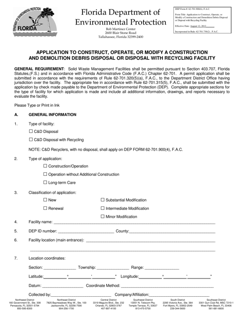 DEP Form 62-701.900(6)  Printable Pdf