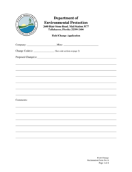 Reclamation Form 6 &quot;Field Change Application&quot; - Florida