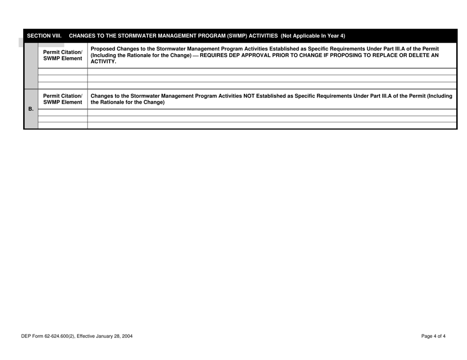 DEP Form 62-624.600(2) Annual Report Form for Individual Npdes Permits for Municipal Separate Storm Sewer Systems - Florida, Page 7