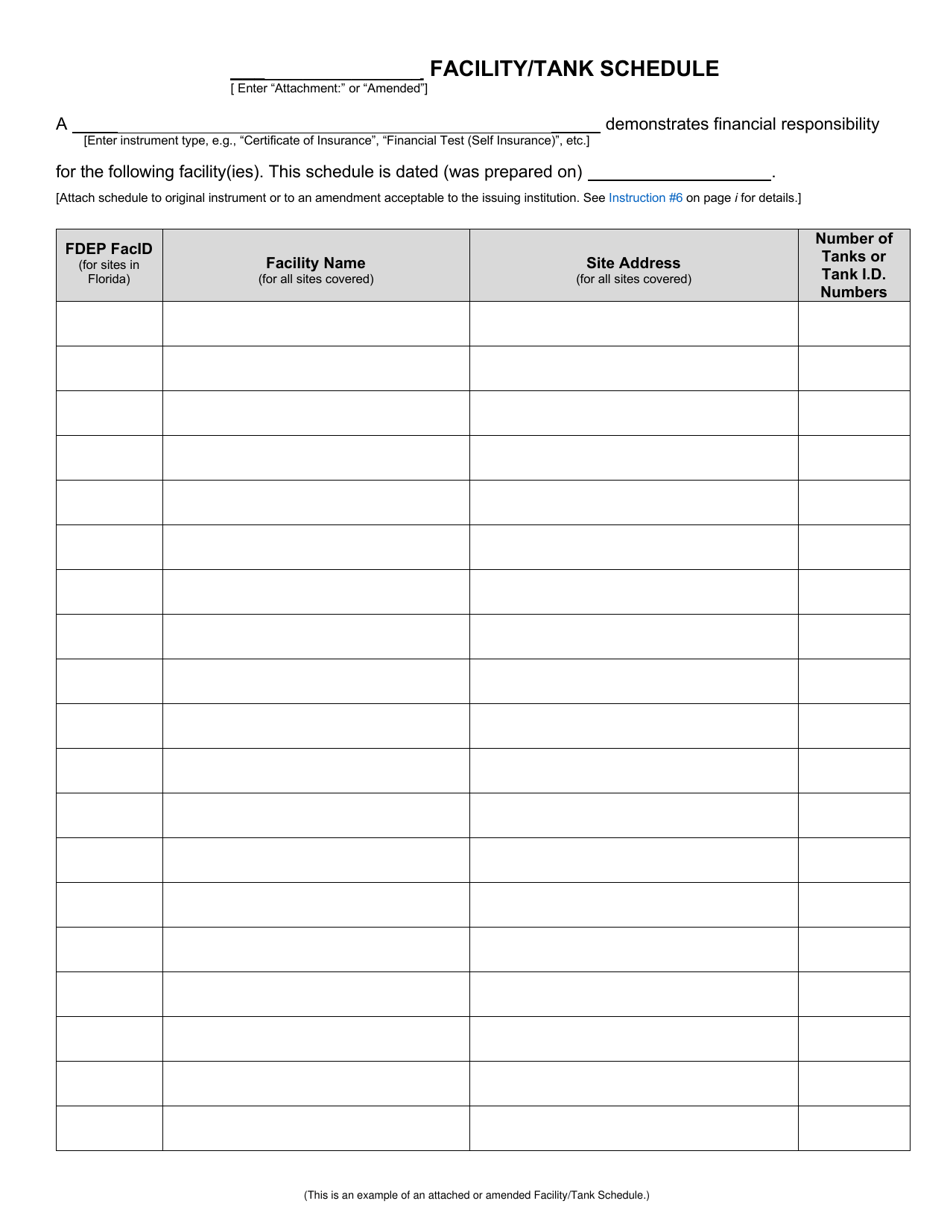 Form 62-761.900(3) Facility / Tank Schedule - Florida, Page 1