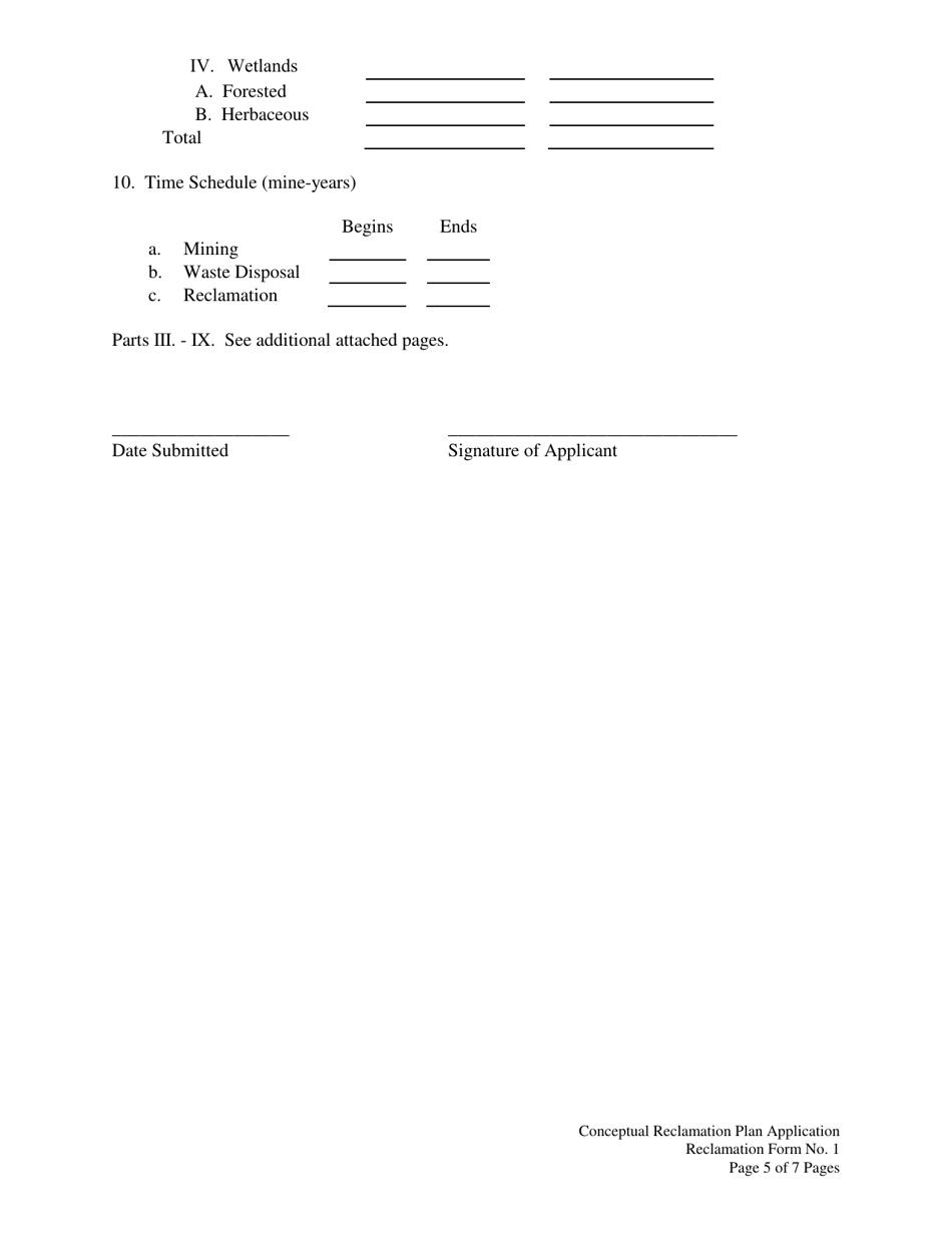 Form 1 Application for a Conceptual Reclamation Plan or Modification - Florida, Page 5