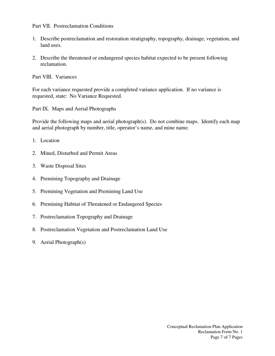 Form 1 Application for a Conceptual Reclamation Plan or Modification - Florida, Page 7