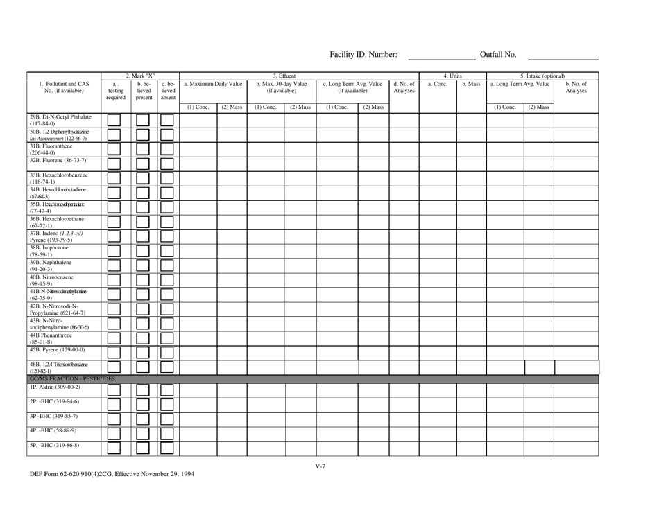 DEP Form 62-620.910(4) (2CG) Wastewater Application for Permit to Discharge Process Wastewater From New or Existing Industrial Wastewater Facilities to Ground Water - Florida, Page 26