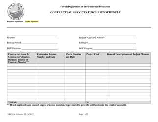 Form DRP-116 Contractual Services Purchases Schedule (Short Form) - Florida