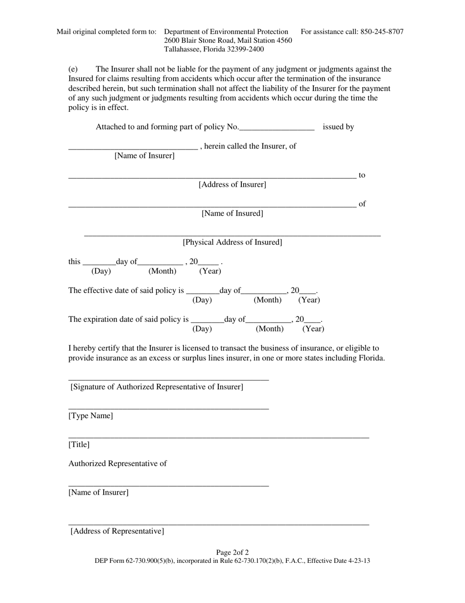 DEP Form 62-730.900(5)(B) - Fill Out, Sign Online and Download Fillable ...