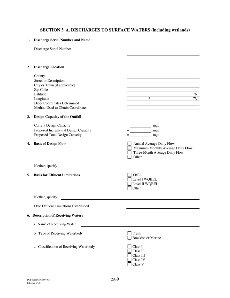 DEP Form 62-620.910(2) (2A) Wastewater Permit Application for Domestic Wastewater Facilities - Florida, Page 25