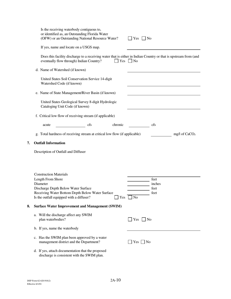 DEP Form 62-620.910(2) (2A) Wastewater Permit Application for Domestic Wastewater Facilities - Florida, Page 26