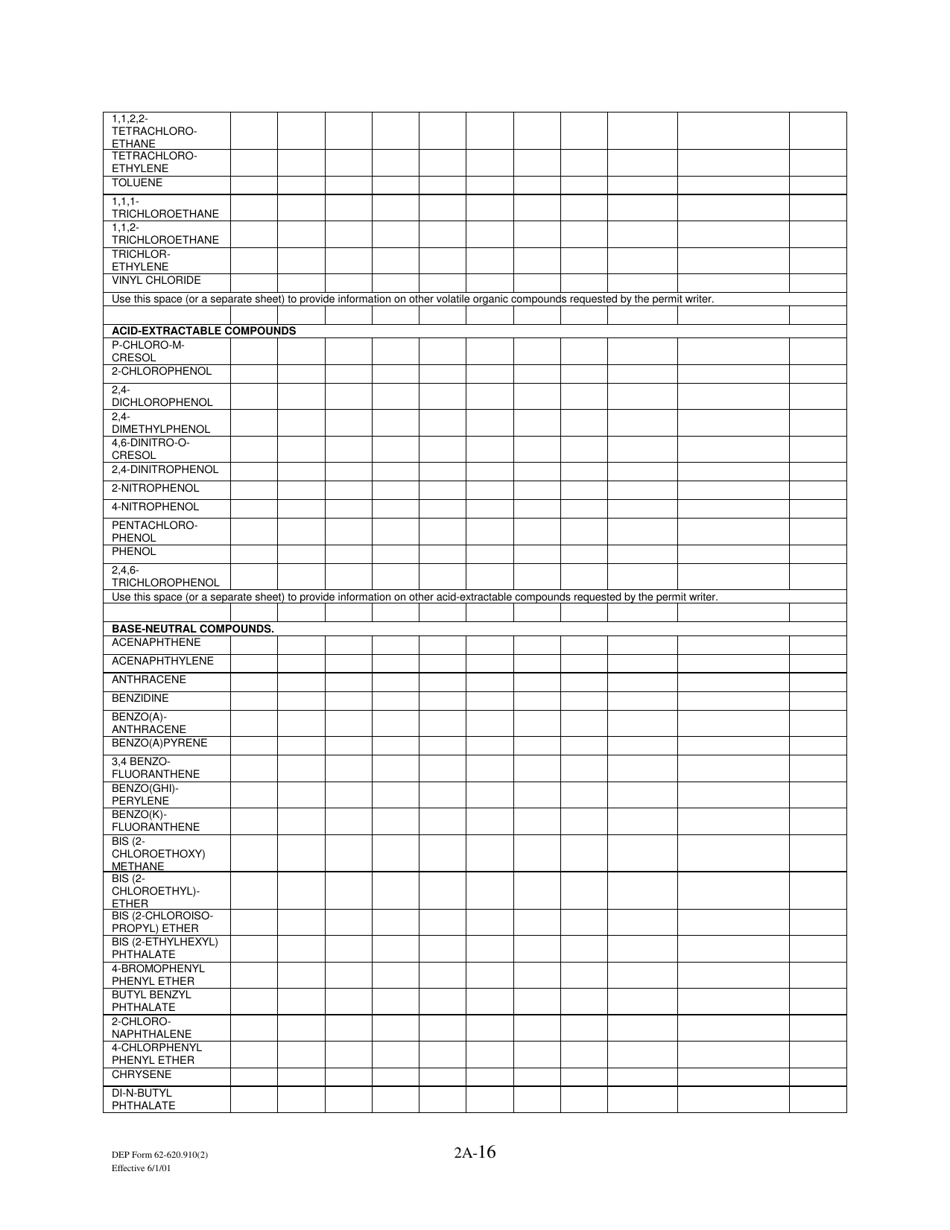 DEP Form 62-620.910(2) (2A) Wastewater Permit Application for Domestic Wastewater Facilities - Florida, Page 32