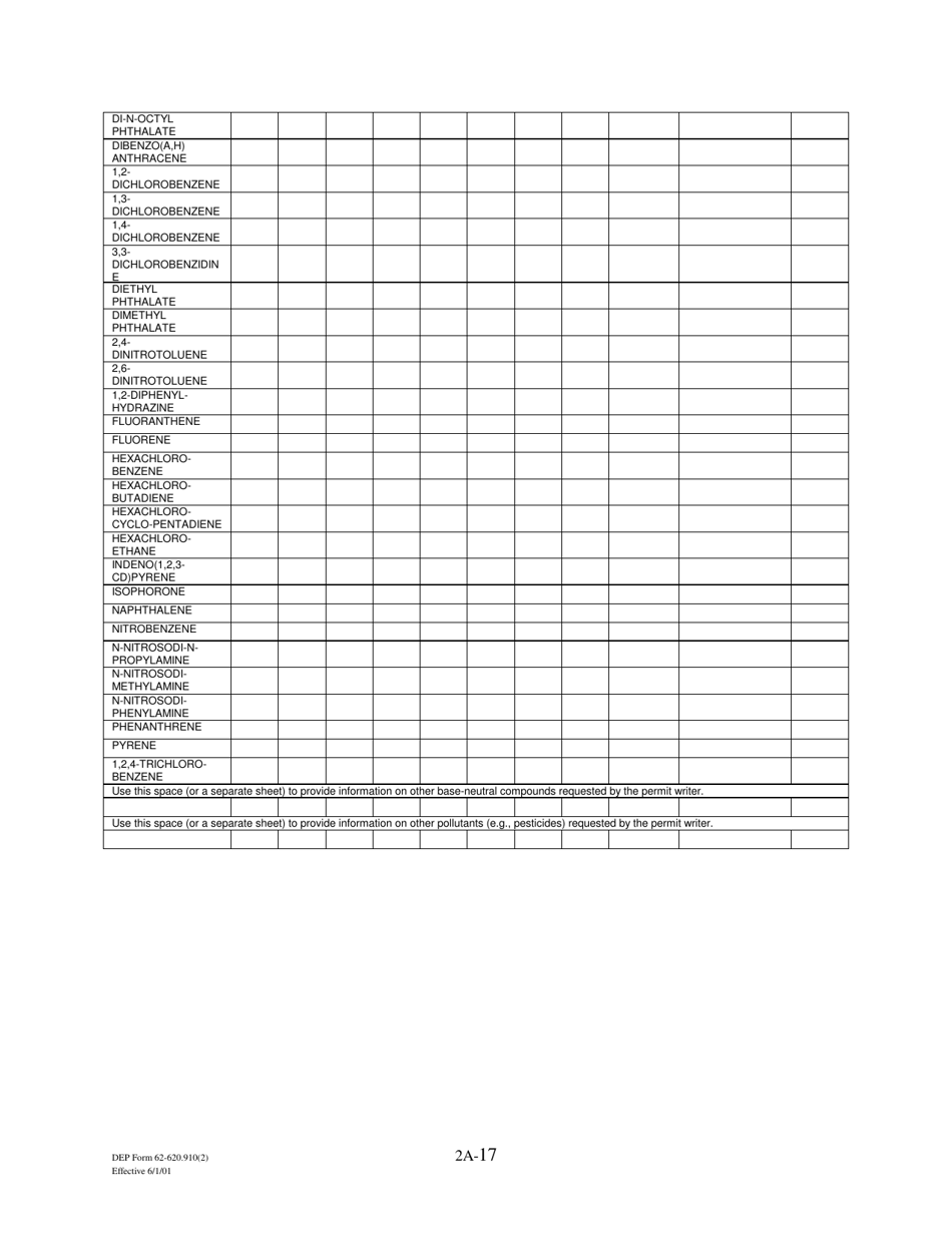 DEP Form 62-620.910(2) (2A) Wastewater Permit Application for Domestic Wastewater Facilities - Florida, Page 33