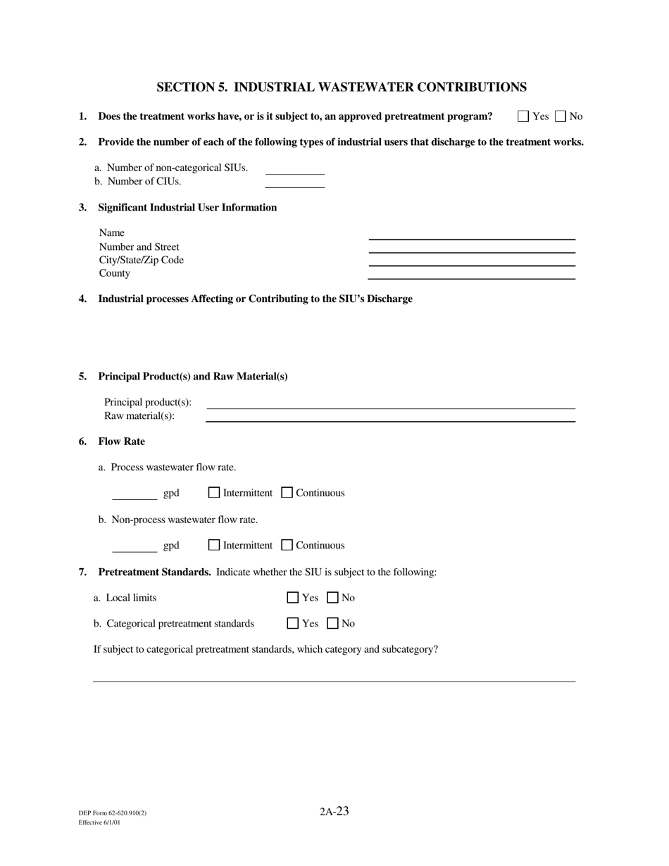 DEP Form 62-620.910(2) (2A) Wastewater Permit Application for Domestic Wastewater Facilities - Florida, Page 39