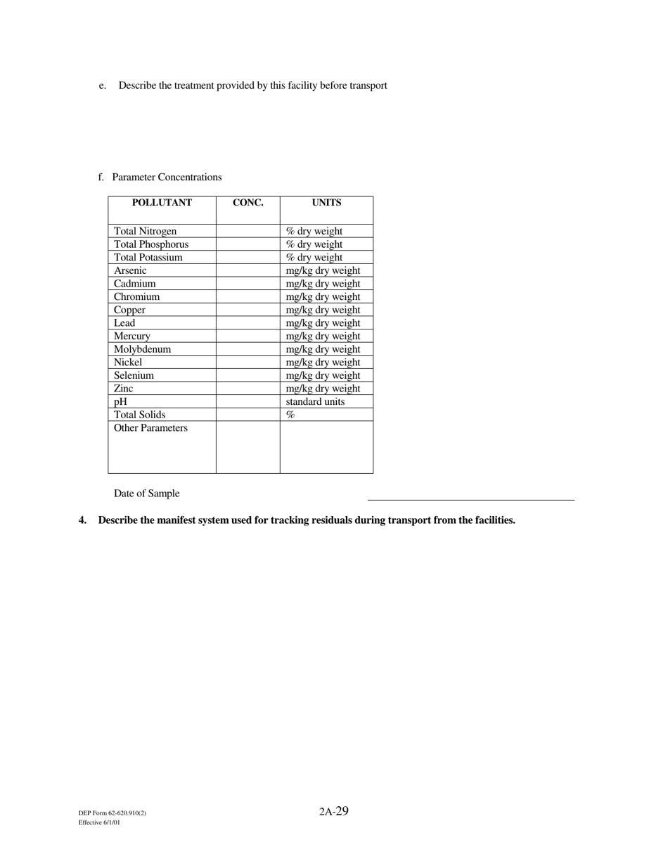 DEP Form 62-620.910(2) (2A) Wastewater Permit Application for Domestic Wastewater Facilities - Florida, Page 45