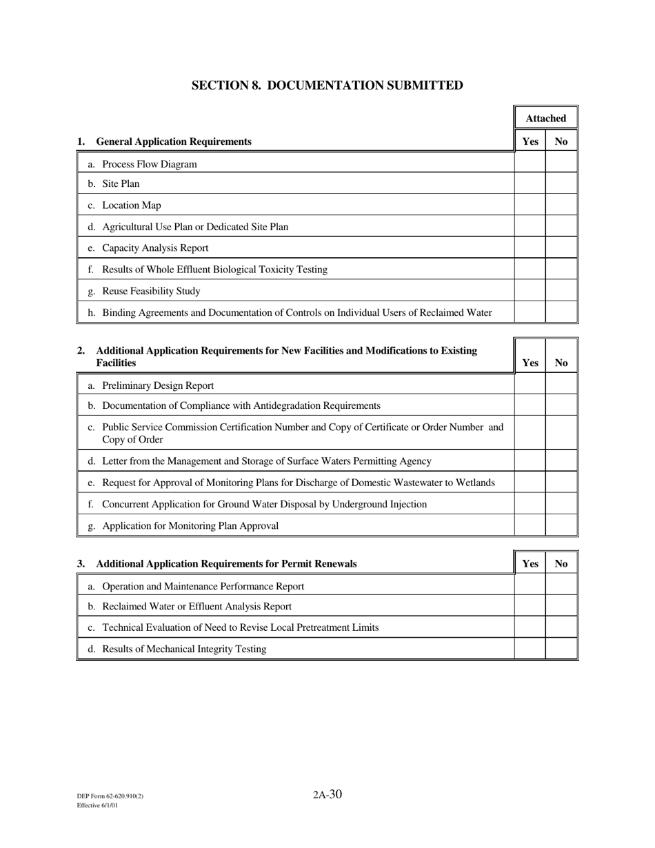 DEP Form 62-620.910(2) (2A) Wastewater Permit Application for Domestic Wastewater Facilities - Florida, Page 46