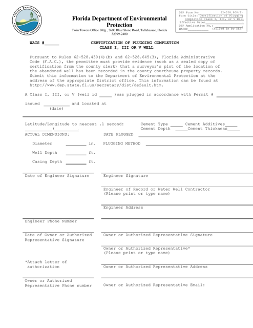 DEP Form 62-528.900(2)  Printable Pdf