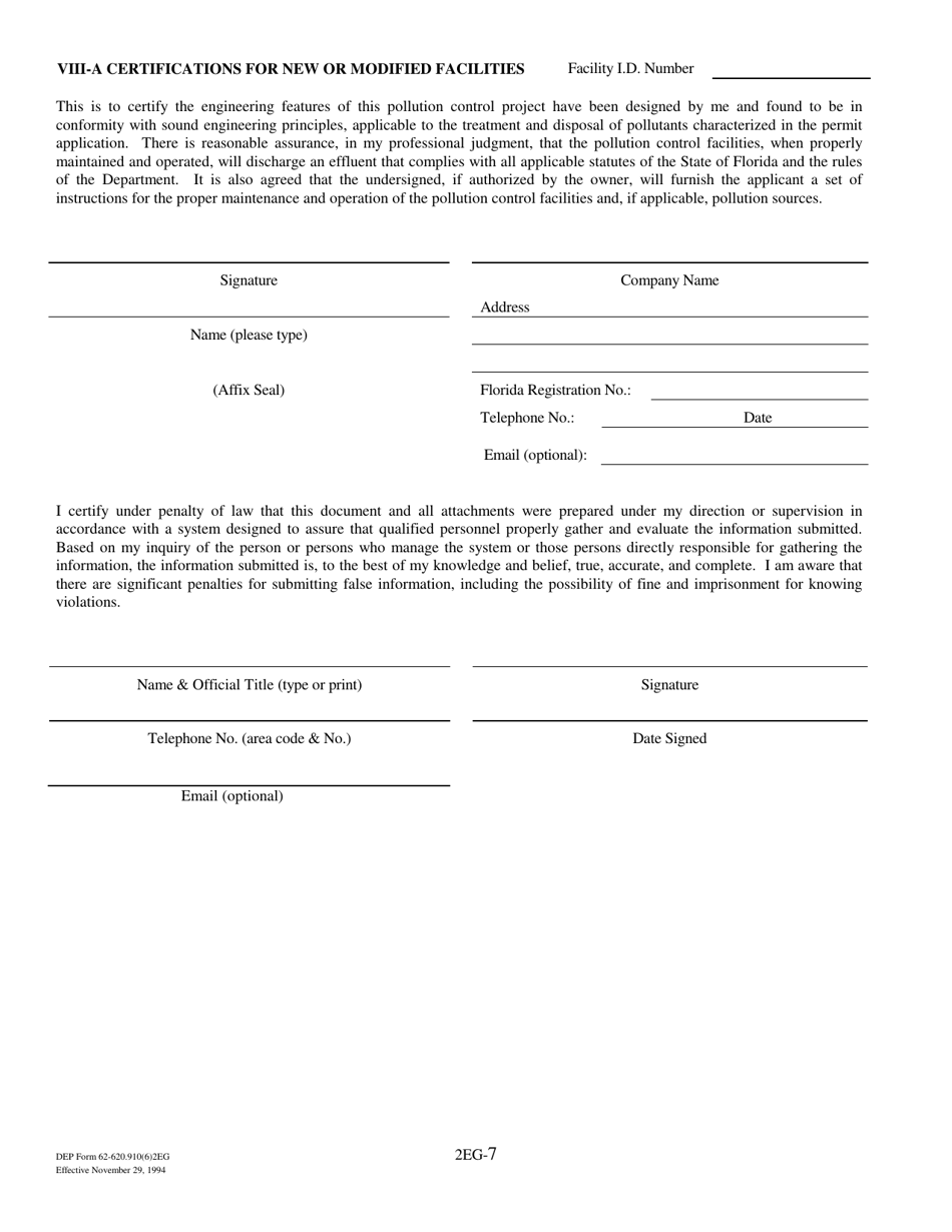 DEP Form 62-620.910(6) (2EG) - Fill Out, Sign Online and Download ...