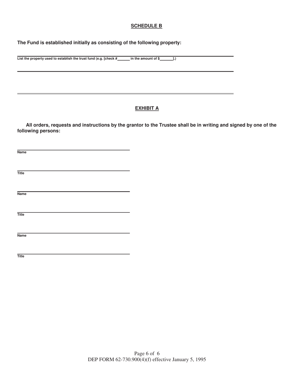 DEP Form 62-730.900(4)(F) Hazardous Waste Facility Standby Trust Fund Agreement to Demonstrate Financial Assurance - Florida, Page 6
