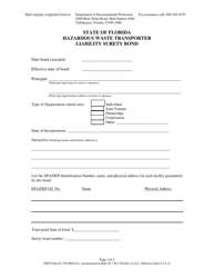 Document preview: DEP Form 62-730.900(5)(C) Hazardous Waste Transporter Liability Surety Bond - Florida