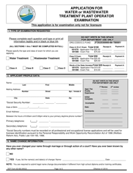 Document preview: DEP Form 62-602.900(2) Application for Water or Wastewater Treatment Plant Operator Examination - Florida