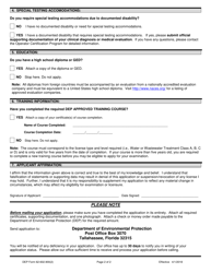 DEP Form 62-602.900(2) Application for Water or Wastewater Treatment Plant Operator Examination - Florida, Page 2